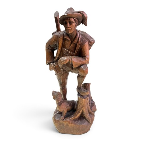Holzfigur jäger mit hund - jäger,