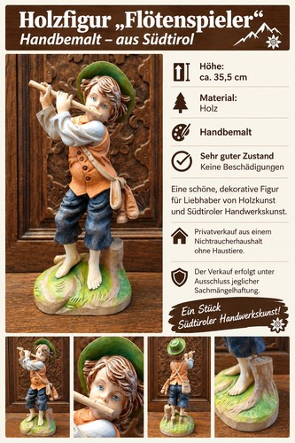 Holzfigur flötenspieler - holzfigur, „flötenspieler“