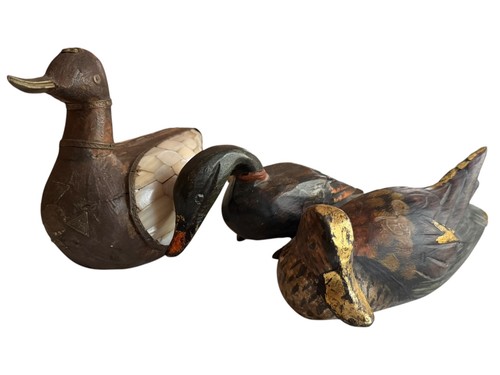3er set entenfiguren holz - holz, –