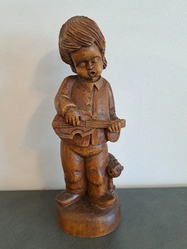Vintage holzfigur singender - vintage,